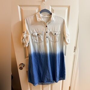 Blue and White Ombre Shirt Dress